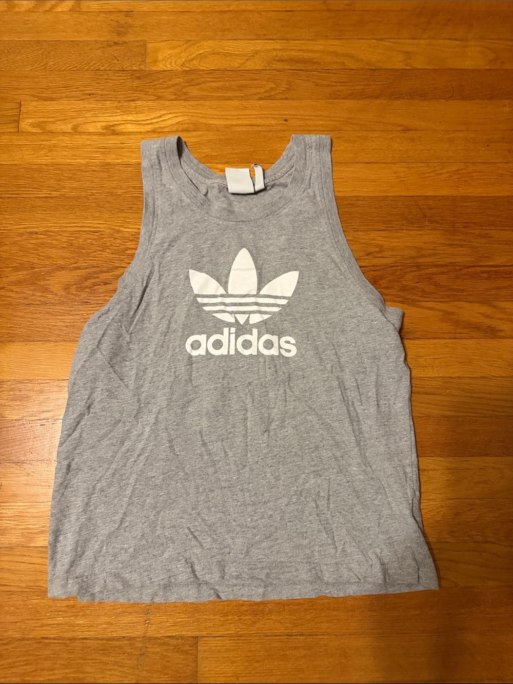 adidas Light Gray Trefoil Mens Muscle Tank Top